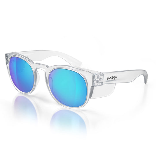 Safe Style CRCBP100 Cruisers Clear Frame Mirror Blue Polarised Safety Glasses