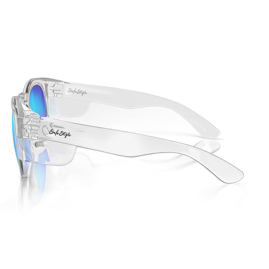 Safe Style CRCBP100 Cruisers Clear Frame Mirror Blue Polarised Safety Glasses