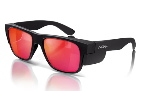 Safe Style FMBRP100 Fusions Matte Black Frame Mirror Red Polarised Safety Glasses