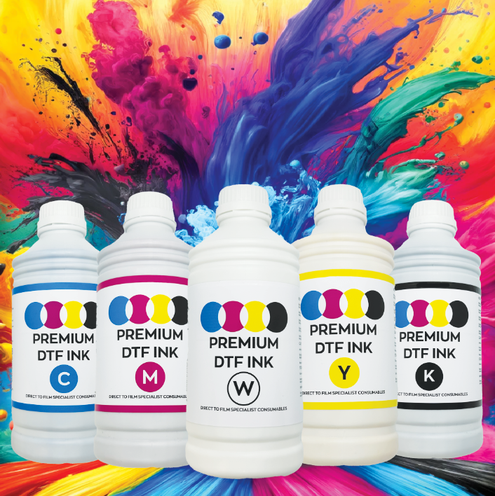 High-Performance CMYK+W DTF Ink Bundle