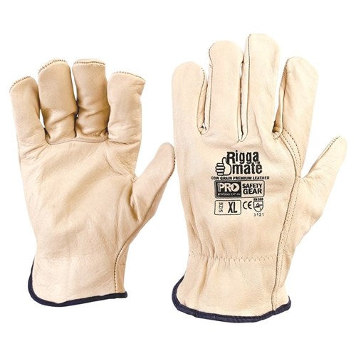 RIGGAMATE BEIGE PREMIUM COWGRAIN LEATHER GLOVES