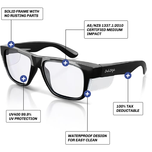 Safe Style FBC100 Fusion Black Frame Safety Glasses