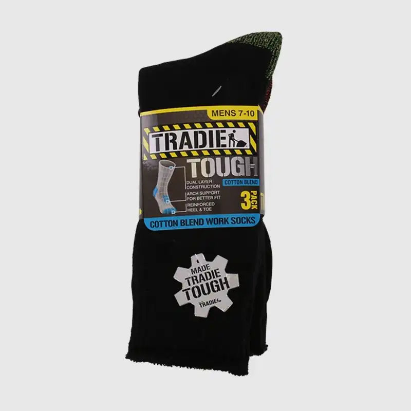 Tradie M22549SK Mens 3pk Cotton Work Sock - Assorted